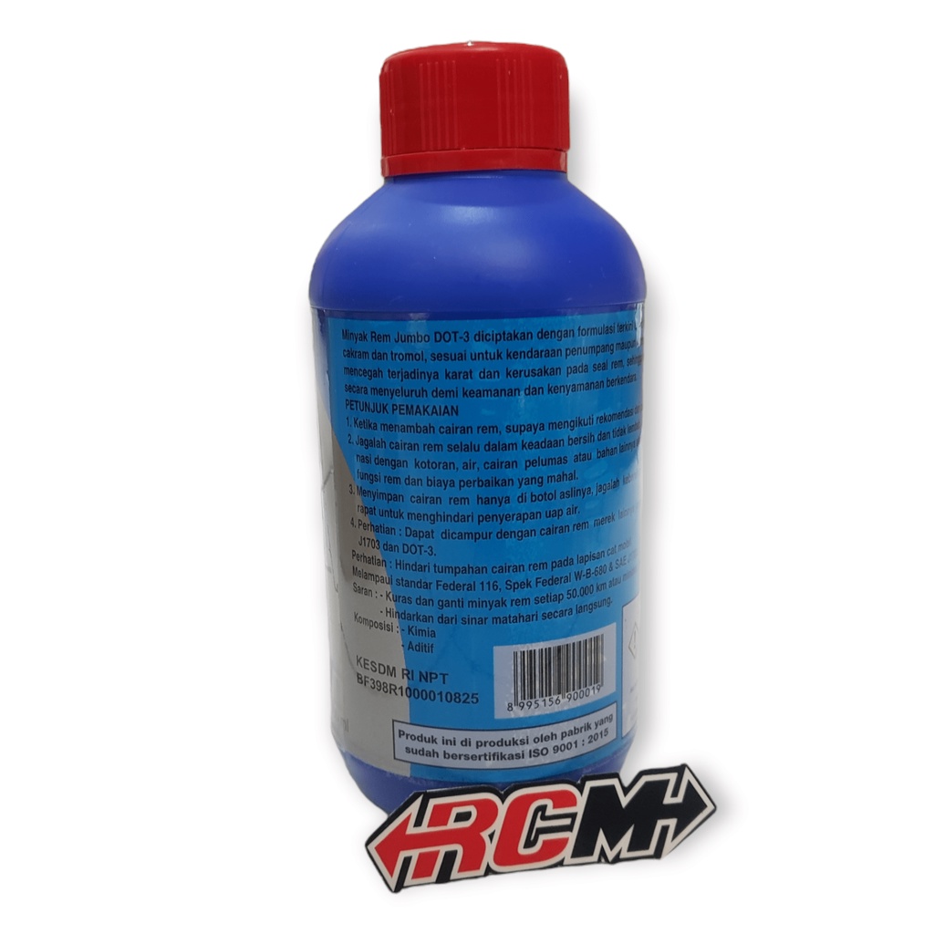 JUMBO PELUMAS MINYAK OLI OLIE OIL REM BRAKE FLUID DOT-3 DOT - 3 DOT3 DOT 3 MERAH 300ML 300 ML BESAR FLUID HIGH TEMP SYNTHETIC SINTETIK ORI ORIGINAL JUMBO ASLI