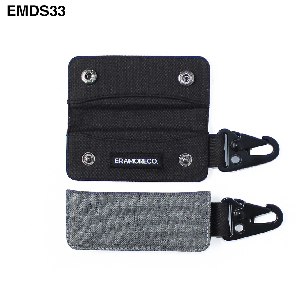 EMDS33 DOMPET STNK MOTOR MOBIL SLIM - GANTUNGAN KUNCI CARABINER - abu abu serat