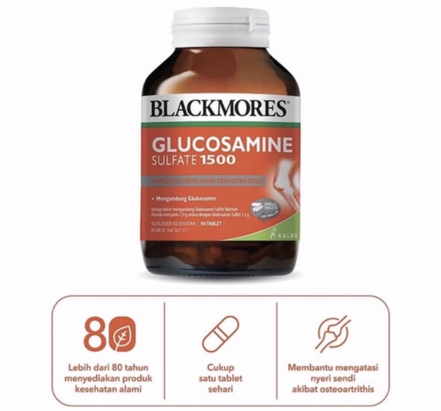 Blackmores glucosamine 1500 isi 90 tablet ( pelumas sendi mengurangi rasa sakit pada sendi )