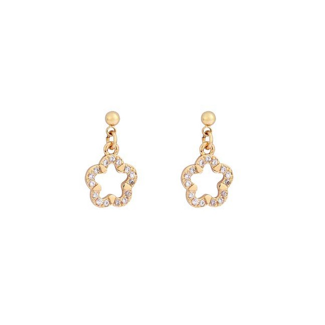 LRC Anting Tusuk Fashion Gold Alloy Flower Earrings F69862