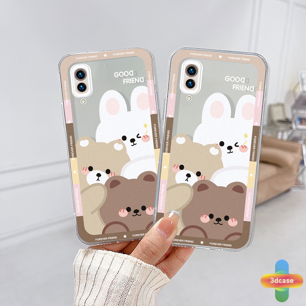 Casing VIVO Y21 2021 Y12S Y12 Y20 Y15S Y91C V23E Y16 V21 Y21A Y21T Y30 Y21S Y20S Y12i Y33T Y01 Y91 Y30i Y93 Y95 Y15 Y17 T1 Y55 Y75 Y50 Y53S Y51 2020 Y51A Y10 Y33S Y1S Y11 Y31 Y20i Y91i Y51S Y20G Ins Cartoon Cute Camera Protection Case