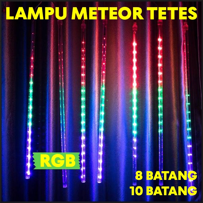 Lampu Meteor LED Hujan 50cm RGB 1 set 8Batang 10Batang 8 10 Batang