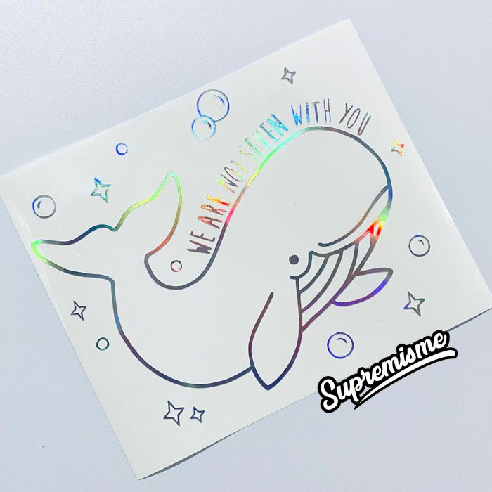 Stiker Hologram BTS Whalien 52 We are not seven with you Whale, Stiker seri BTS21 untuk Laptop, Kulkas, Tempat minum, Gelas, Koper, Mobil, Hologram Sticker BTS Army Bomb Label Nama Lightstick Waterproff Anti Gores