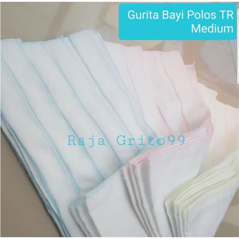 Gurita Tali Polos Bayi Putih Medium (Grosir 12Pcs) Gurita Baby Tali Putih / Grito ikat bayi baru lahir / Grita tali TR polos