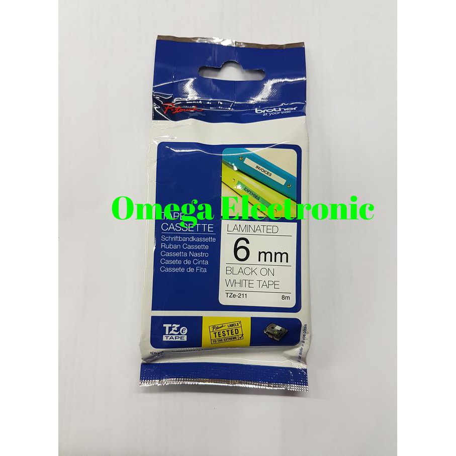 

Brother Label Tape Tze-211 6Mm Black On White Tze 211 Ptouch