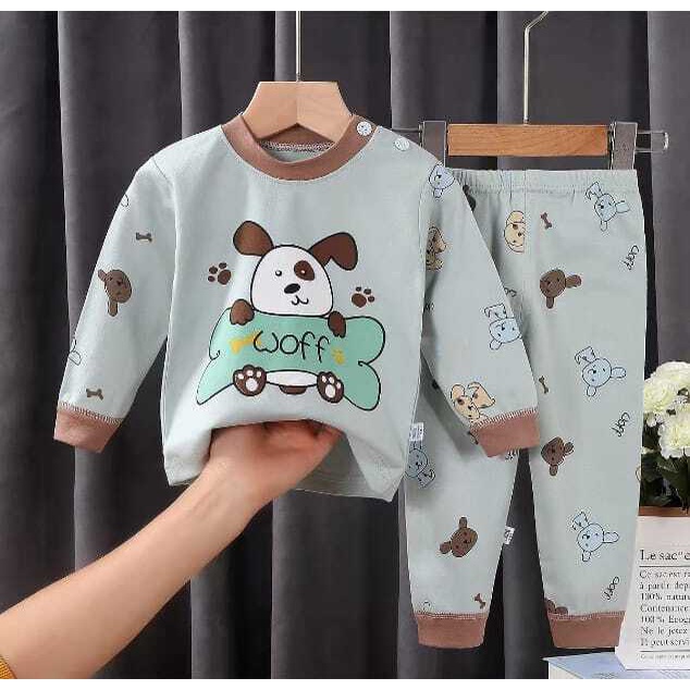 ( zwq ) PJG008-012 Setelan Anak 0-6 Tahun Setelan Bayi Piyama Baju Lengan Panjang + Celana Panjang, Baju Tidur Anak Setelan Piyama Bayi Set Lengan Panjang