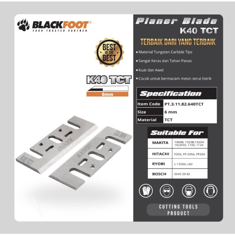 mata pisau planer k40 blackfoot / mata pisau planer 6mm tct / mata pisau mesin serut / pisau planner 6mm tct blackfoot / mata pisau ketam tct / pisau planer blackfoot / mata pisau planer k40 blackfoot