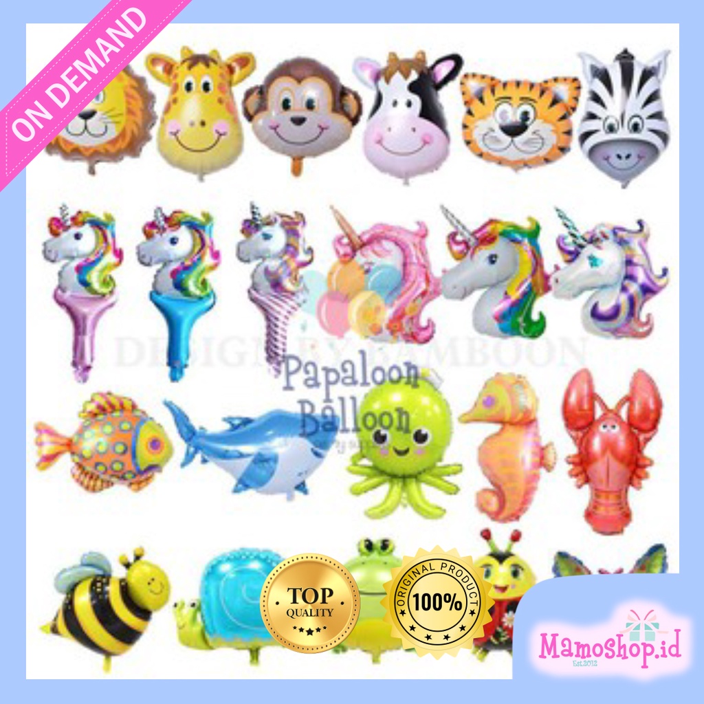 Balon Mini Kumbang Monyet Zebra Shark Ikan Kuda laut Bee Lebah Kodok Frog Lady bug Kepik Cow Sapi