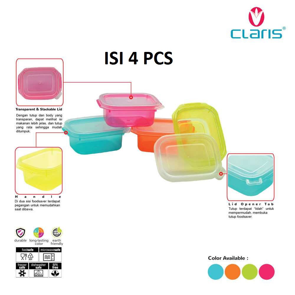 TEMPAT BUMBU 100 ML - ISI 4 PCS =Claris Tempat bumbu Foodsaver 2931-4 ( 100 ML ) isi 4 Pc