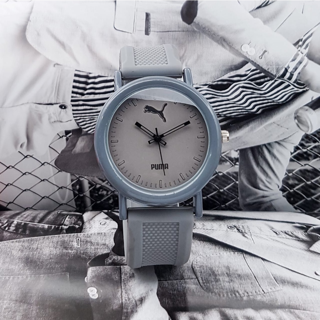 Jam Tangan Wanita Puma 12103 Tali Rubber Body Bulat Karet Knop Gerigi