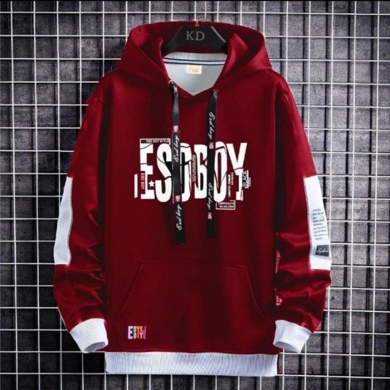 Sweater hoodie pria ESOBOY sweter cowok distro bahan katun