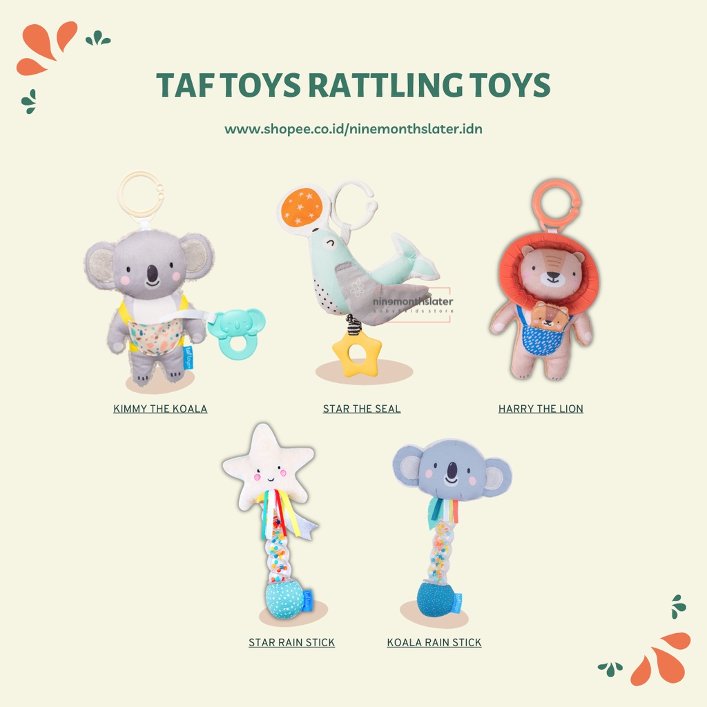 Taf Toys Rattle Tuki Dizi Lion Star Koala Rattling Soother and Teether Baby Gigitan Mainan Anak Bayi Toy Motorik