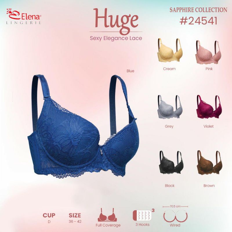 Bra bh Elena 24541 busa tipis berkawat 36-42 cup D