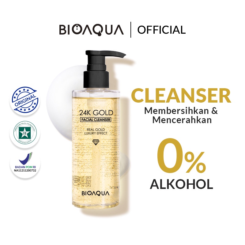 [ORI] Bioaqua Sabun Cuci Muka Wanita Glowing Face Wash 24K Gold Facial Cleanser Gentle Facial Wash 200ml