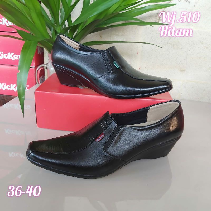 WG.510 Sepatu Wedges kantor wanita / Kickers sepatu kantor wanita / Sepatu kantor bahan kulit