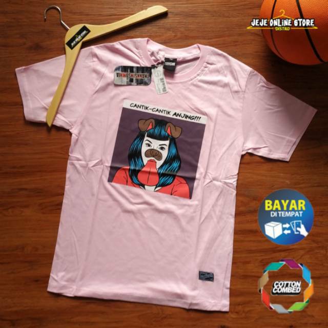 Kaos Distro Thanksinsomnia Cantik Cantik Anjing Cca Pink Free