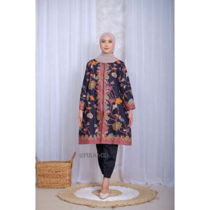 TUNIK Grosir laris GENES JELITA TUNIC NAVBOR YELBOR WHITBOR CREAMBOR ZIPPER DEPAN