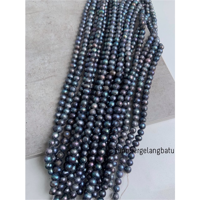 Mutiara Air Tawar Barok BLACK DIAMOND 6 x 10mm Bulat baroq pearl HITAM