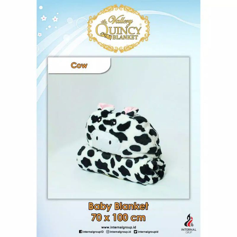 Selimut Bayi Topi Baby Blanket Hood Vallery Quincy : COW