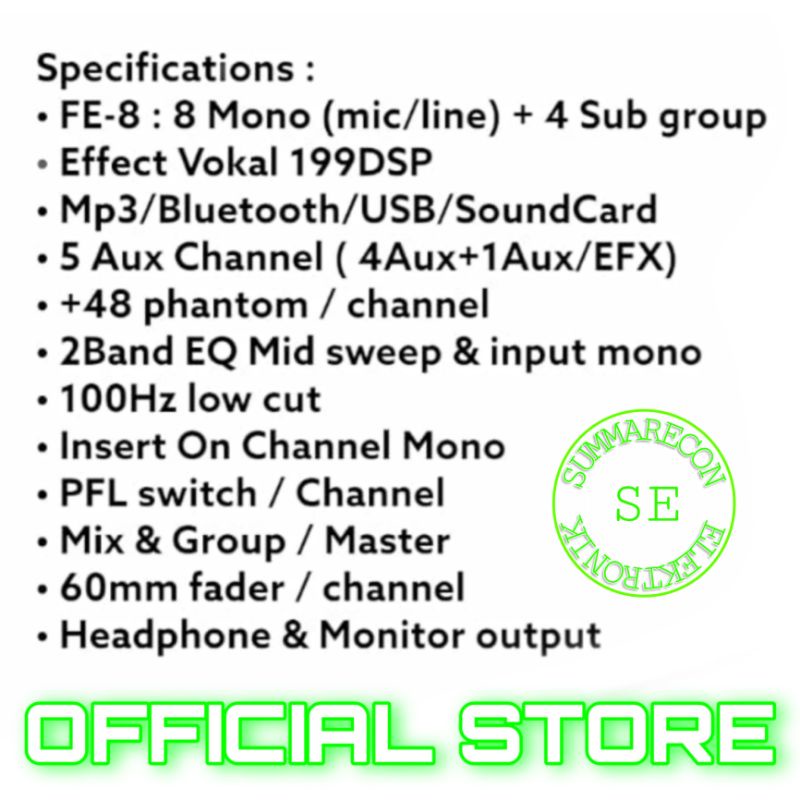 mixer audio 8 channel original fest fe 8 usb bluetooth recording soundcard