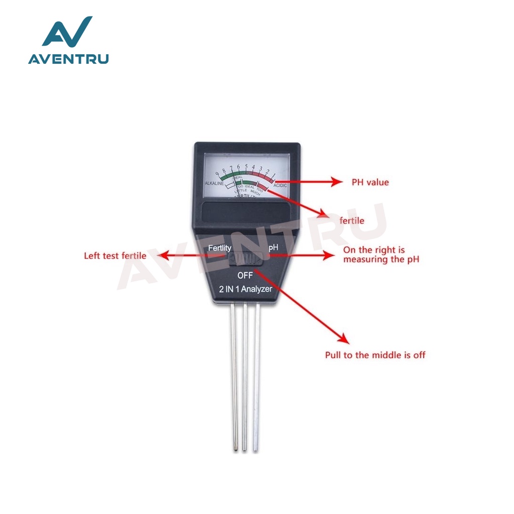 Soil Meter 2 in 1 pH and Fertility Tester with 3 Probes Ukur PH Tanah