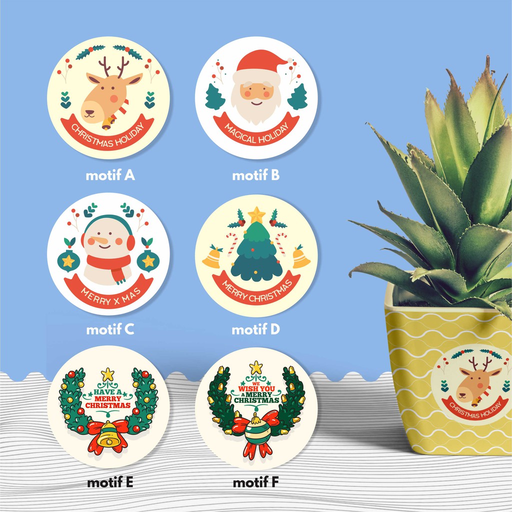 

Stiker/Kartu Ucapan/label hadiah natal/Merry Christmas Bulat 2020