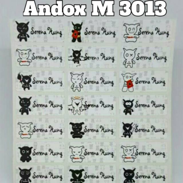 

Label nama ANDOX sticker nama anti air waterproof