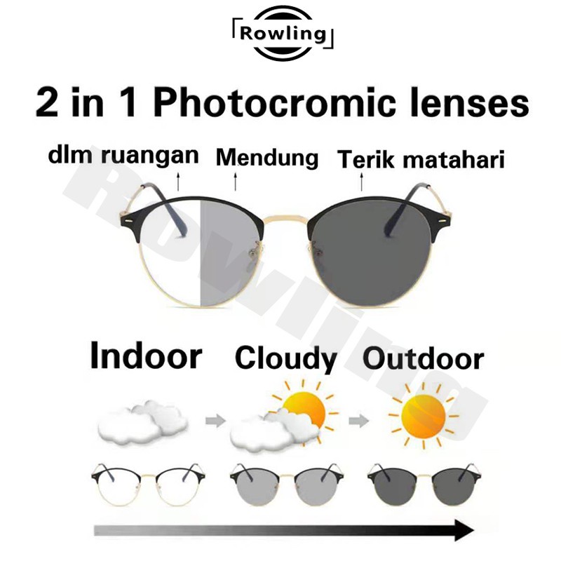 AZ100 【Barang spot 】Termurah Kacamata Photocromic Korea Anti Radiasi 2 In 1 Potokromik Photochromic Pria Wanita