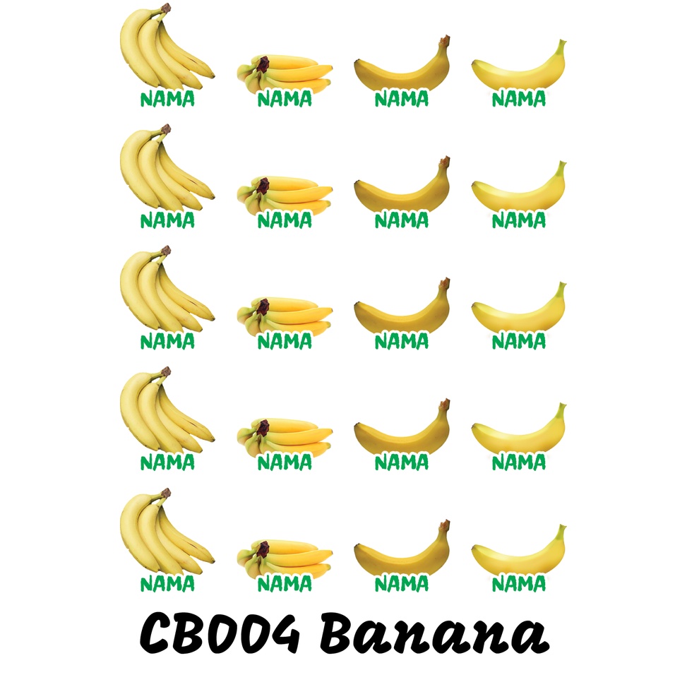 

Sticker Nama Cutting Label Waterproof Tahan Air Banana (CB004)