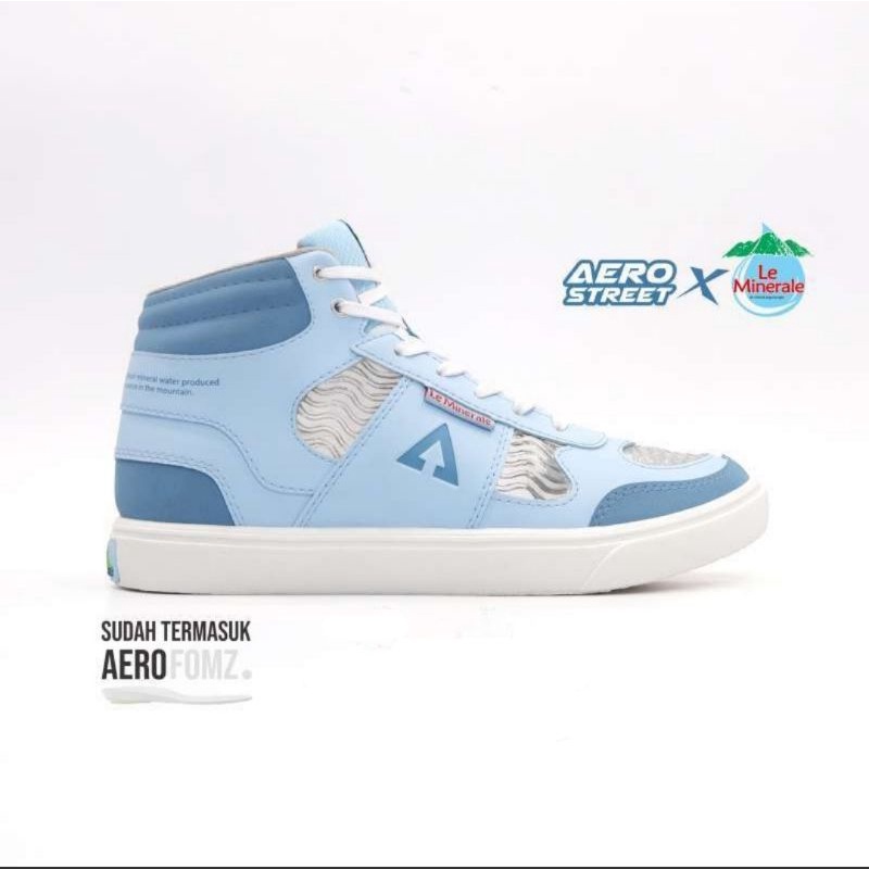Aerostreet x Le Mineral 40 41 42 43 Putih Biru Muda Pastel - Sepatu Sneakers Casual