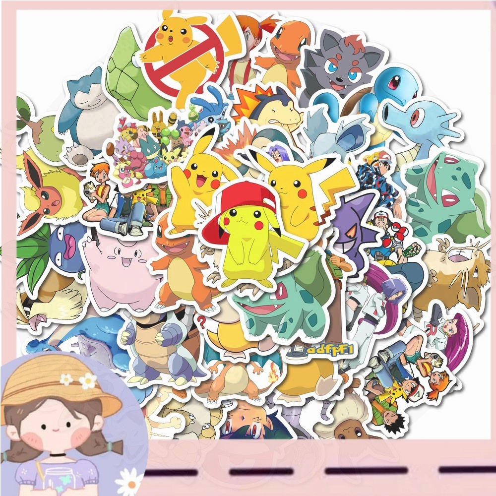 

PROMO50 Pcs Stiker Animasi Pokemon Jepang Klasik Tahan Air Untuk Skateboard Gitar Motor Laptop Mainan