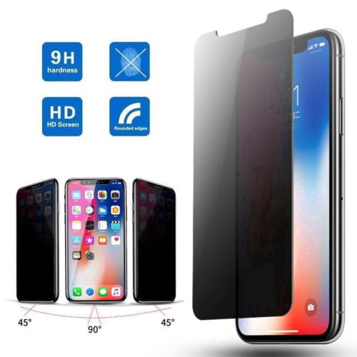 2Pcs Pelindung Layar Tempered Glass Anti Spy untuk iPhone x / XS Max / XR