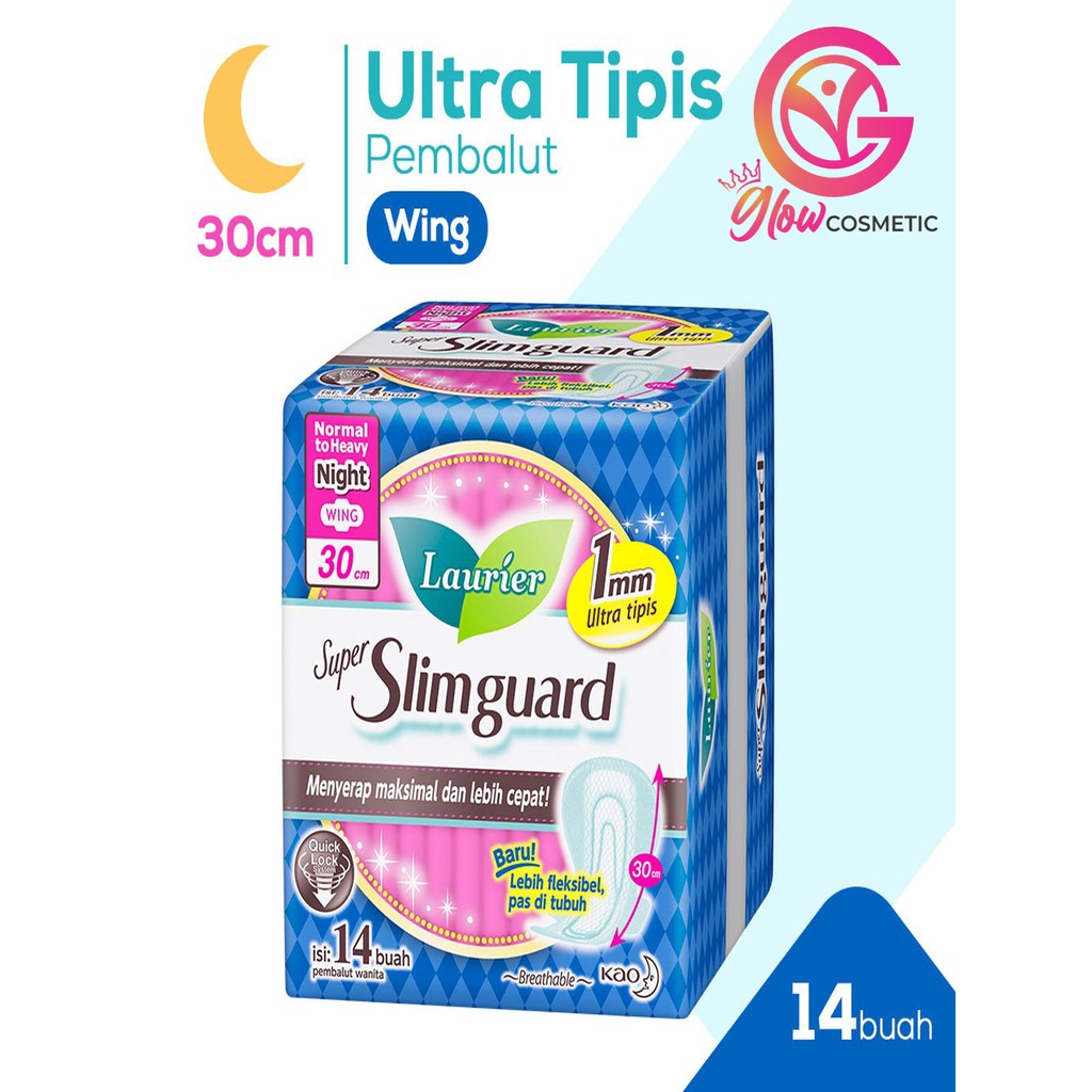 Laurier Super SlimGuard Night 30 cm Isi 14 (Wing)  Pembalut Wanita /N004684