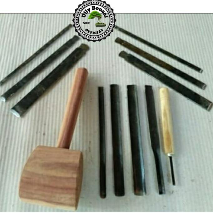 PAHAT UKIR JEPARA LENGKAP ISI 11 PCS PLUS PALU KAYU