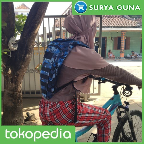 AM jual tas punggung sepeda loreng biru tas punggung buat sepeda