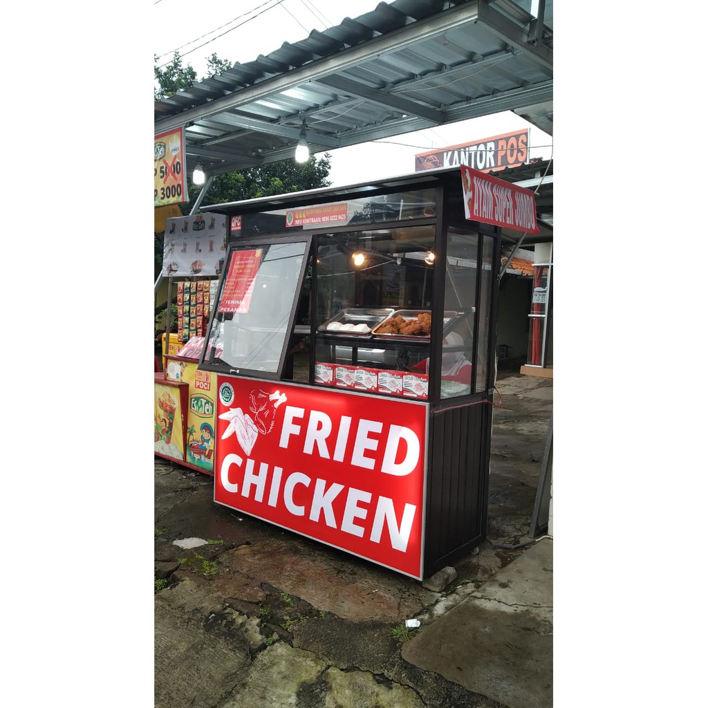 Jual Gerobak Booth Stand Rombong Etalase Aluminium Ayam Geprek Fried