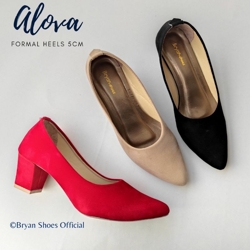 Bryan Alova Pantofel Heels 5cm Formal Suede BigSize Oversize Jumbo Sepatu Hak Tahu Kerja Kantor