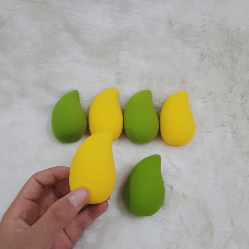 Mango sponge spons makeup beauty blender bentuk mangga/ egg drop beauty blender/ cross section