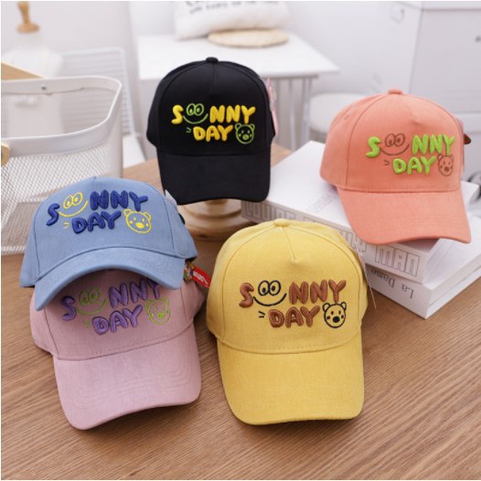 Topi Baseball Anak Bordir Sunny Day Drill Premium Usia 2-10 Tahun
