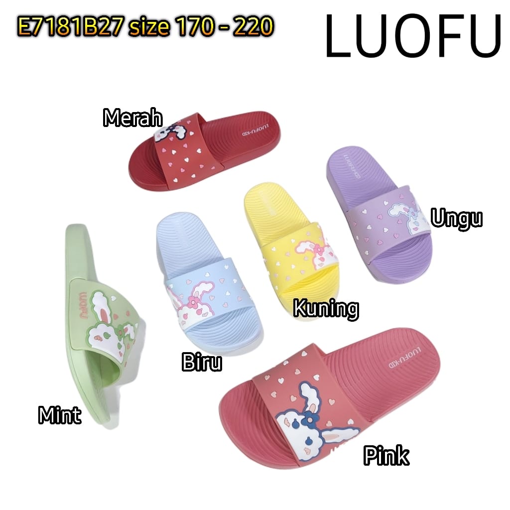 LUOFU ORIGINAL jelly sandal karet empuk murah anak selop sendal cewek import E7181B27