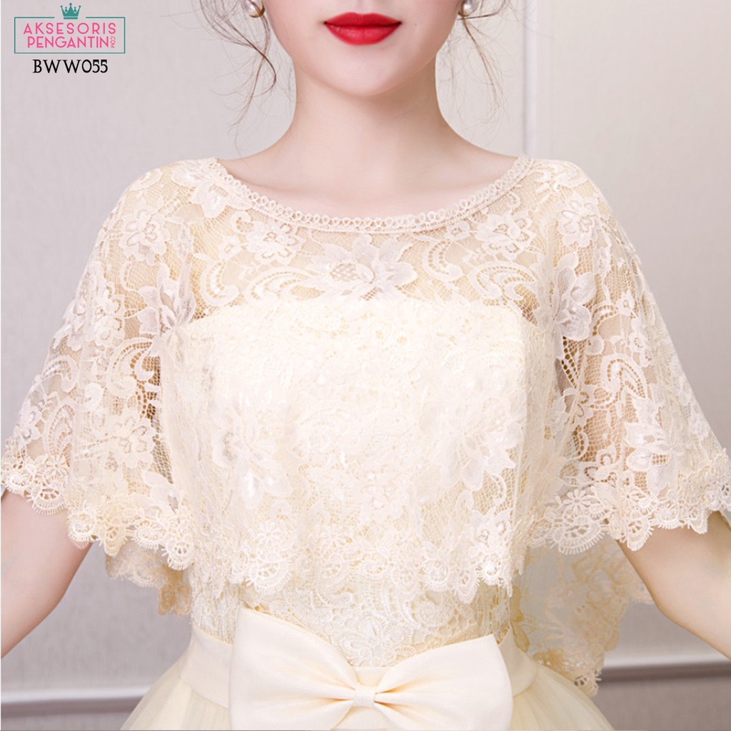 [SIAP KIRIM] AKSESORIS PERNIKAHAN BOLERO BROKAT PESTA CARDIGAN WANITA BWW055