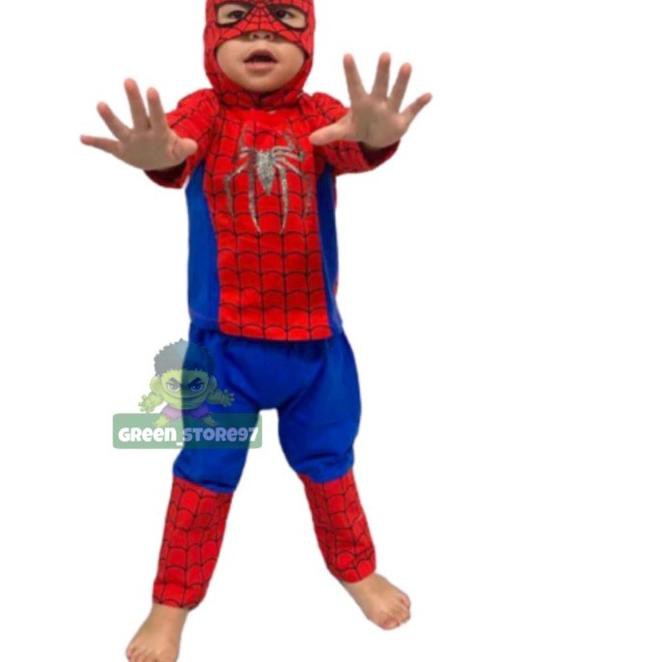 ♨ baju anak spiderman topeng kain / setelan spiderman anak topeng kain ✷
