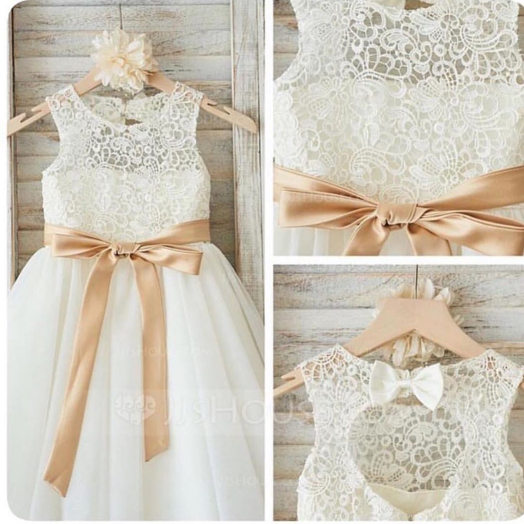 Dress Anak Brokat with Nude Ribbon/Dress Anak Dengan Pita/Dress Brokat Anak/Gaun Brokat