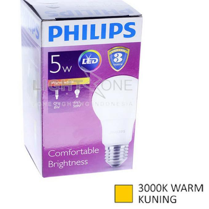 Lampu 5 Watt Philips LED Warm White ratele992 Kualitas Baik