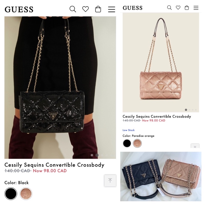 GUESS CESSILY SEQUINS CONVERTIBLE CROSSBODY