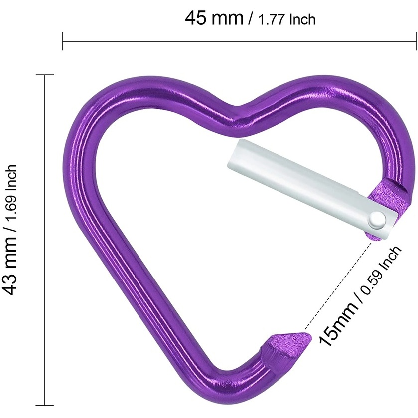 Carabiner Mini Multifungsi Bentuk Hati Bahan Aluminum Alloy Untuk Outdoor