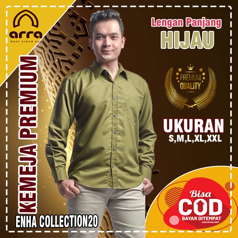 Baju kemeja pria lengan panjang polos model slimfit bahan katun oxford premium dan Kemeja polos pria