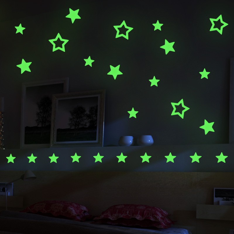 Swopply HL0023 Stiker Bintang Bolong 50 Pcs Sticker Star Glow In The Dark Hiasan Dekorasi Kamar