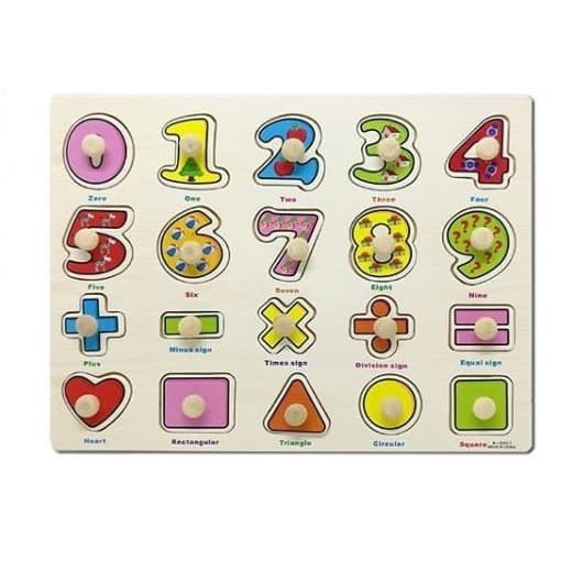 Wooden Knob Puzzle Angka dan Hitungan A3001 - Mainan Edukasi Anak Anak