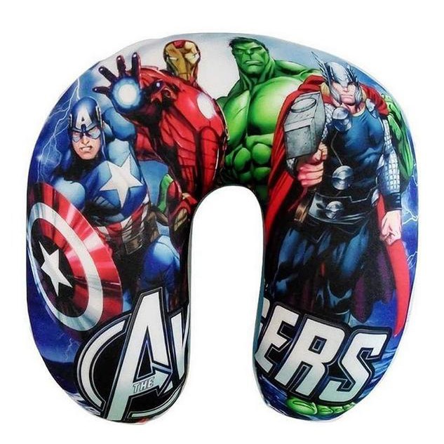 Bantal Leher Lycra Isi Styrofoam untuk Travel - Avengers